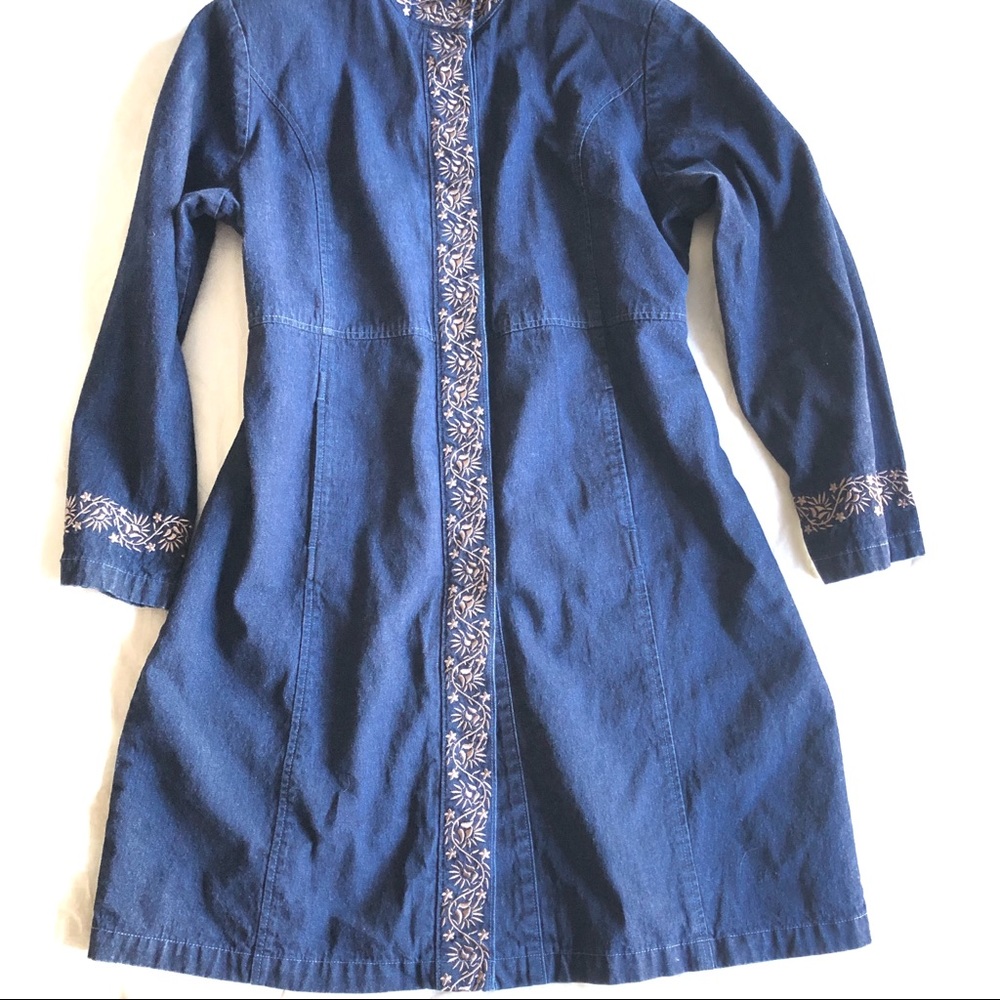 Embroidered Denim Coat - image 1